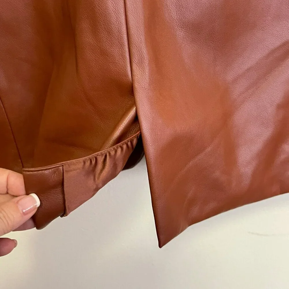 Blank NYC Women's XS Blazer Soft Faux Leather Brown Jacket NWT